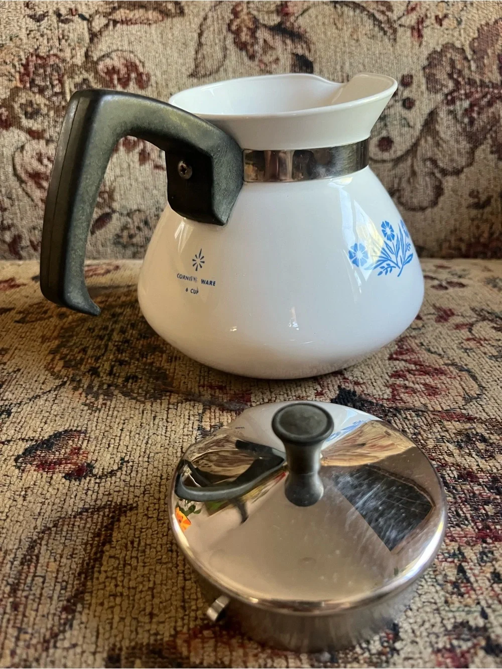 Corning Ware Coffee Percolator with Blue Cornflower Pattern